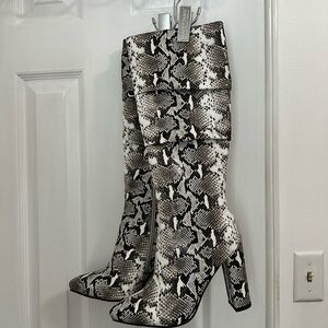 Black and White Heeled Boots